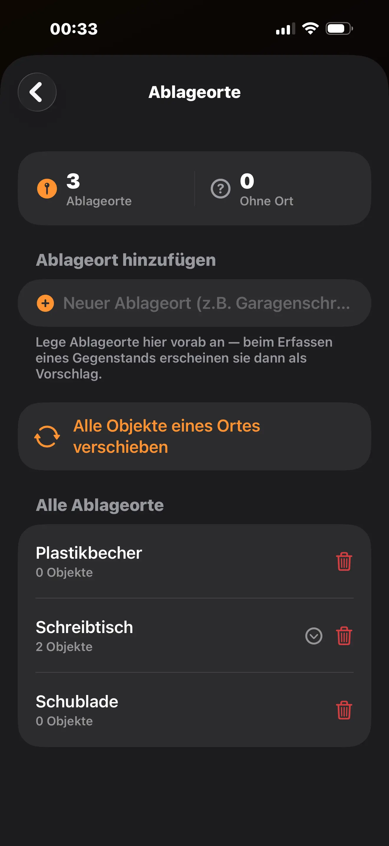 Ablageorte verwalten
