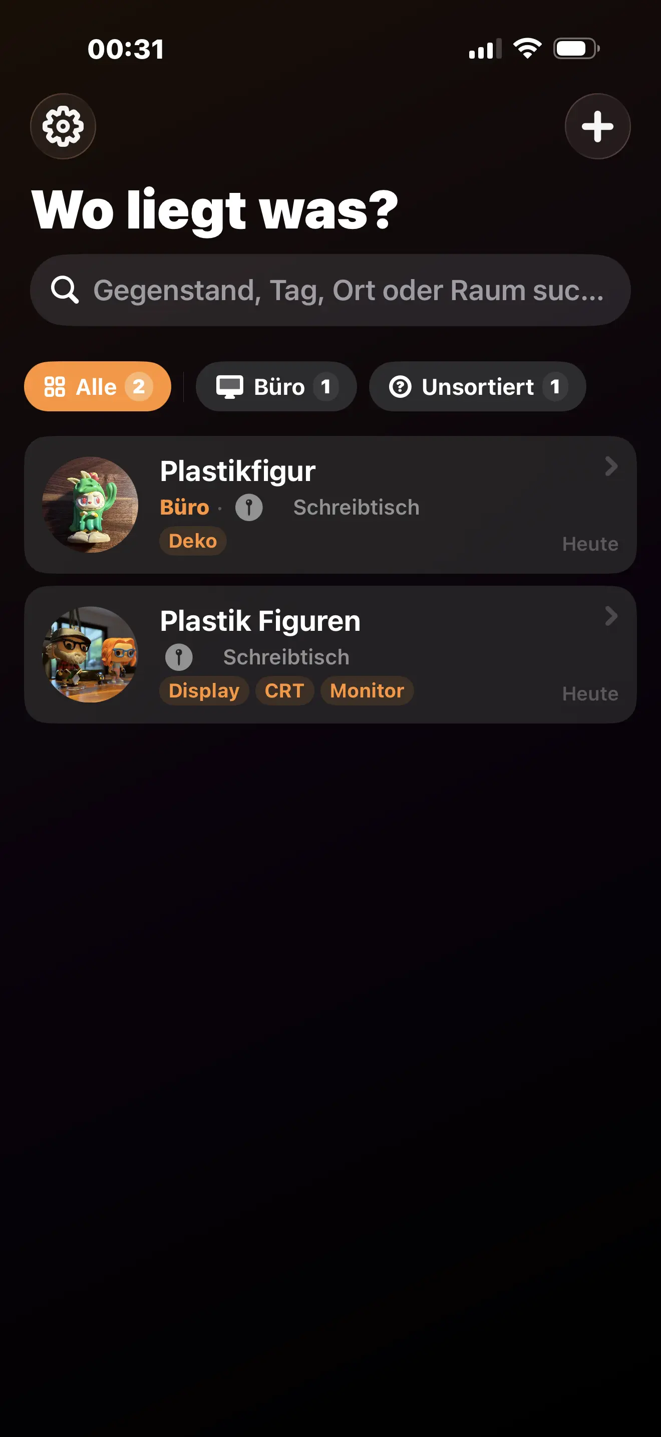 Übersicht aller Gegenstände
