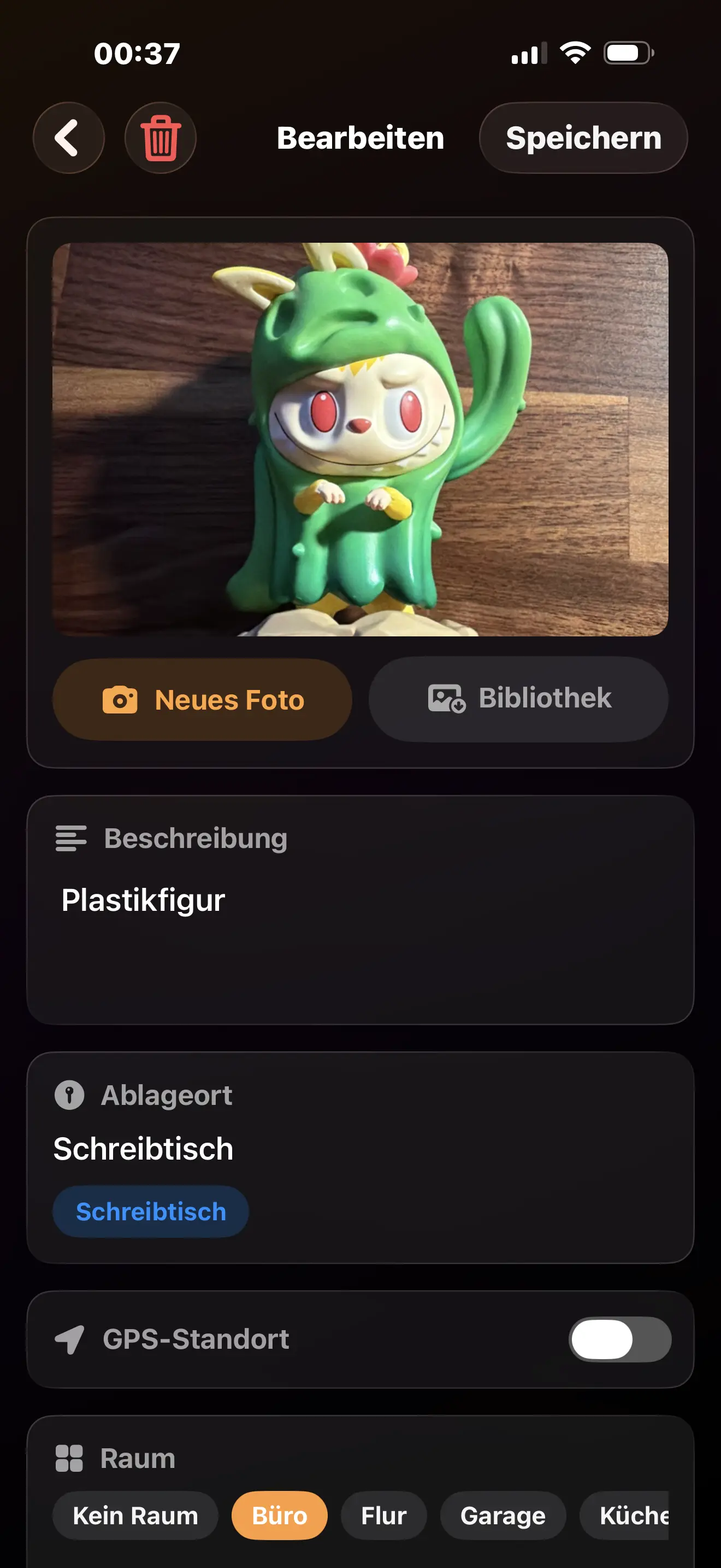 Detailansicht eines Gegenstands
